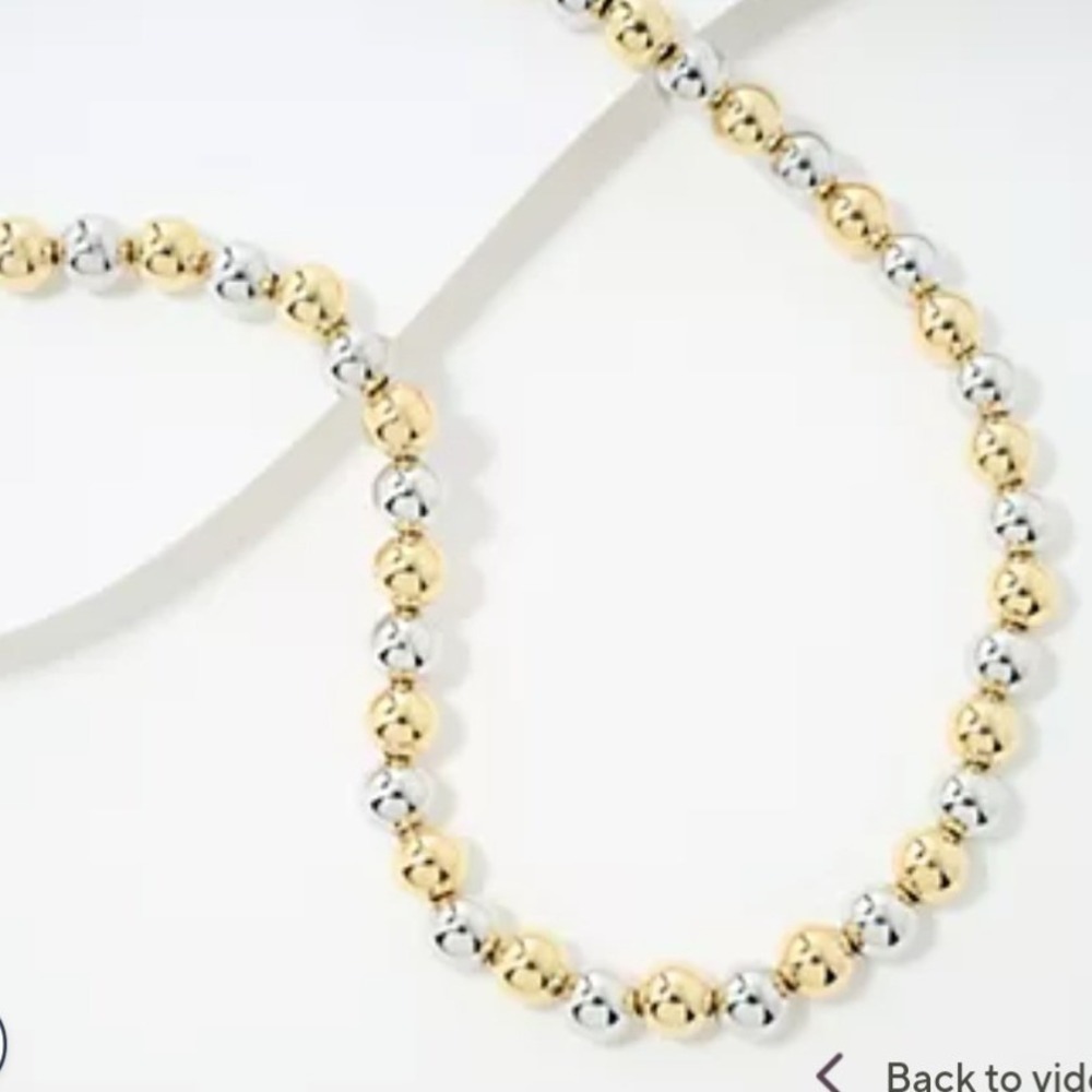 David Markstein Italian 18K Gold Rhodium Plated 8mm Bead Magnetic Necklace NEW